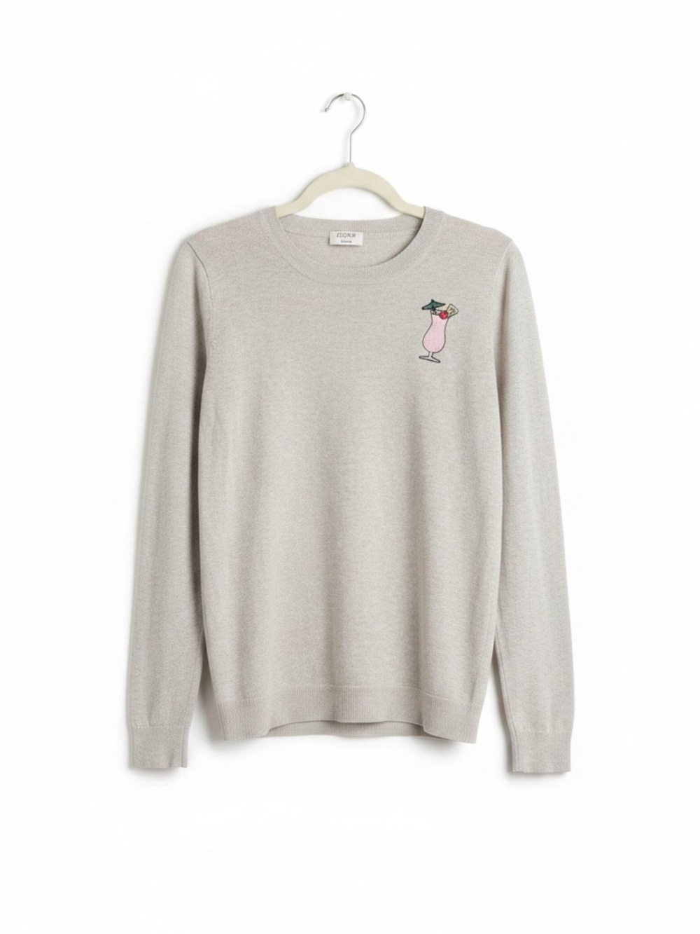 J.Crew Factory Teddie Piña Colada Embroidered Cotton Sweater Small